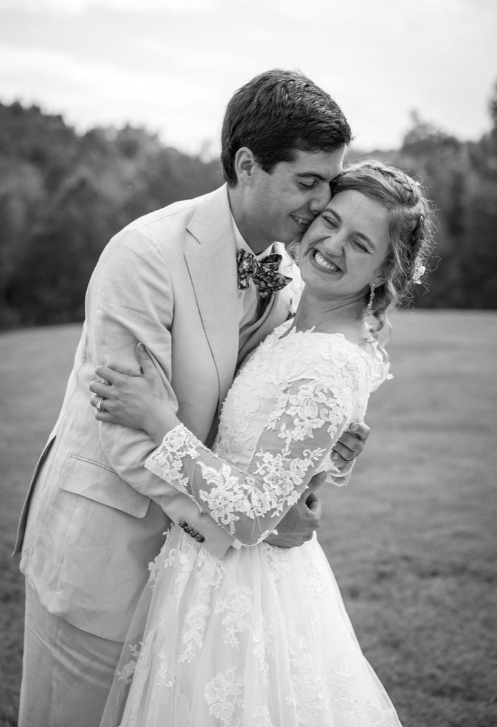 Catherine in her custom wedding dress