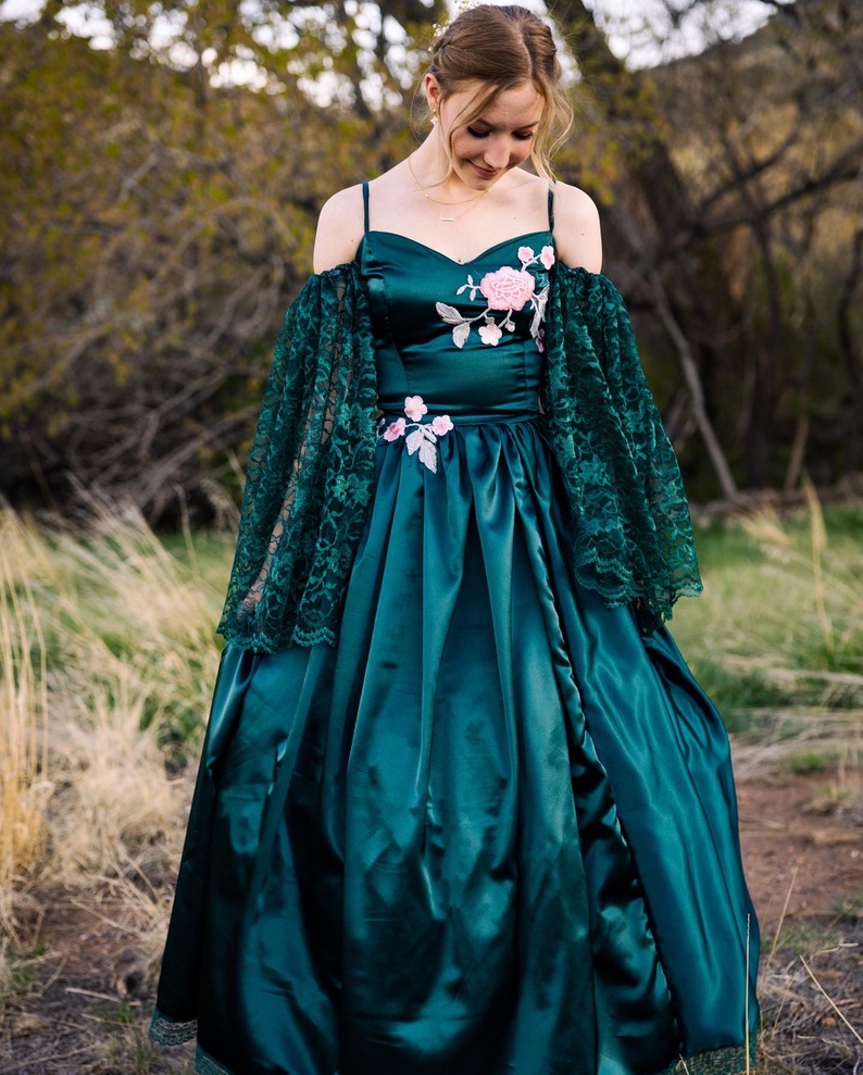 Emerald green custom ballgown