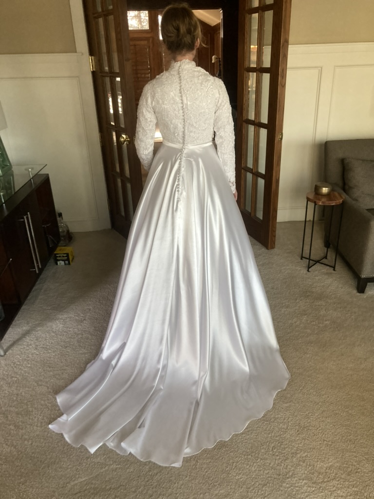 Silver satin ballgown